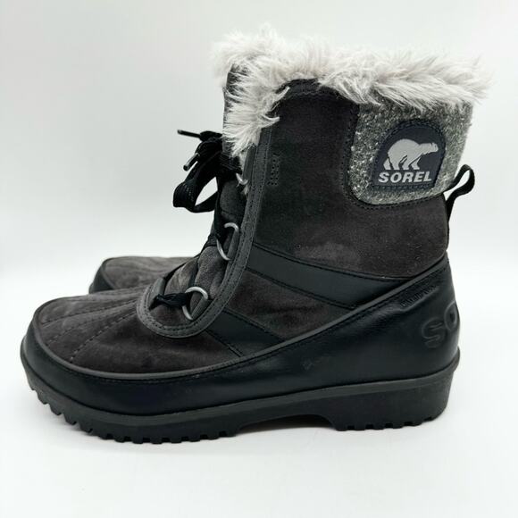 Sorel Tivoli II Waterproof Cold Weather Lace Up Fur Booties Grey/Black Size 7.5 - Picture 8 of 11